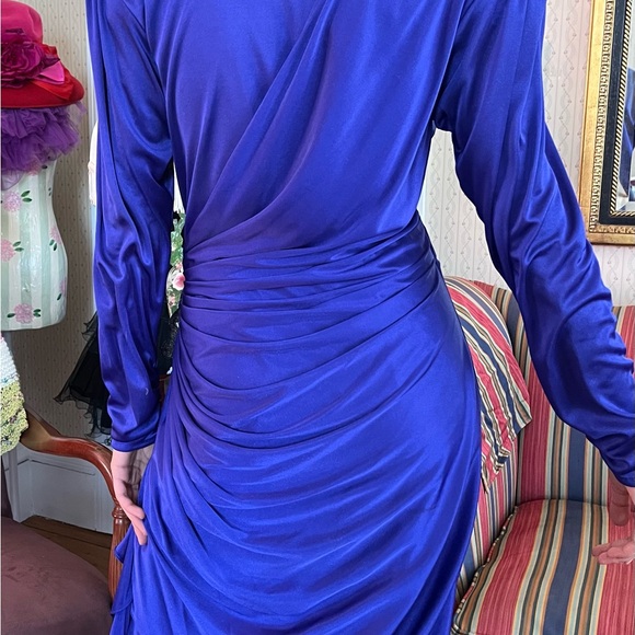 Vintage Royal Purple Disco Dress 1980s - Picture 7 of 11